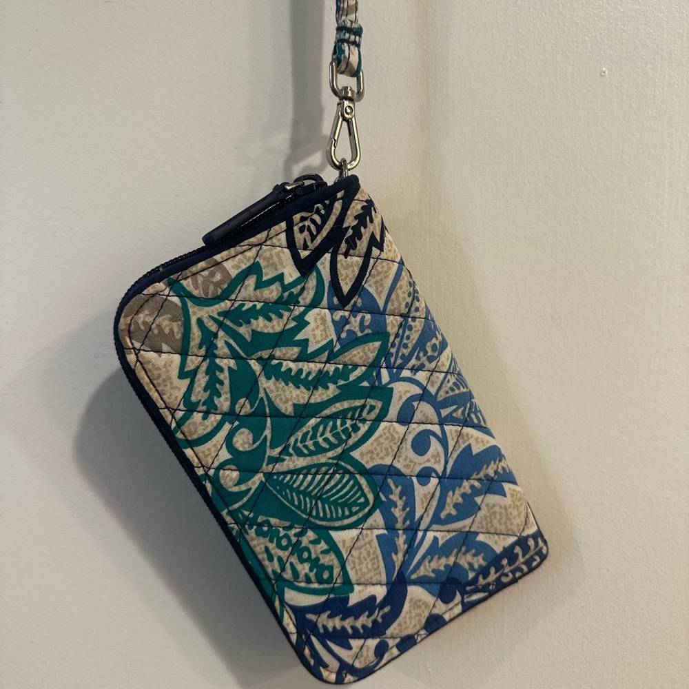 Vera Bradley Blue and Green Patterned Women's Wristlet